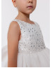 White Beaded Organza V Back Flower Girl Dress